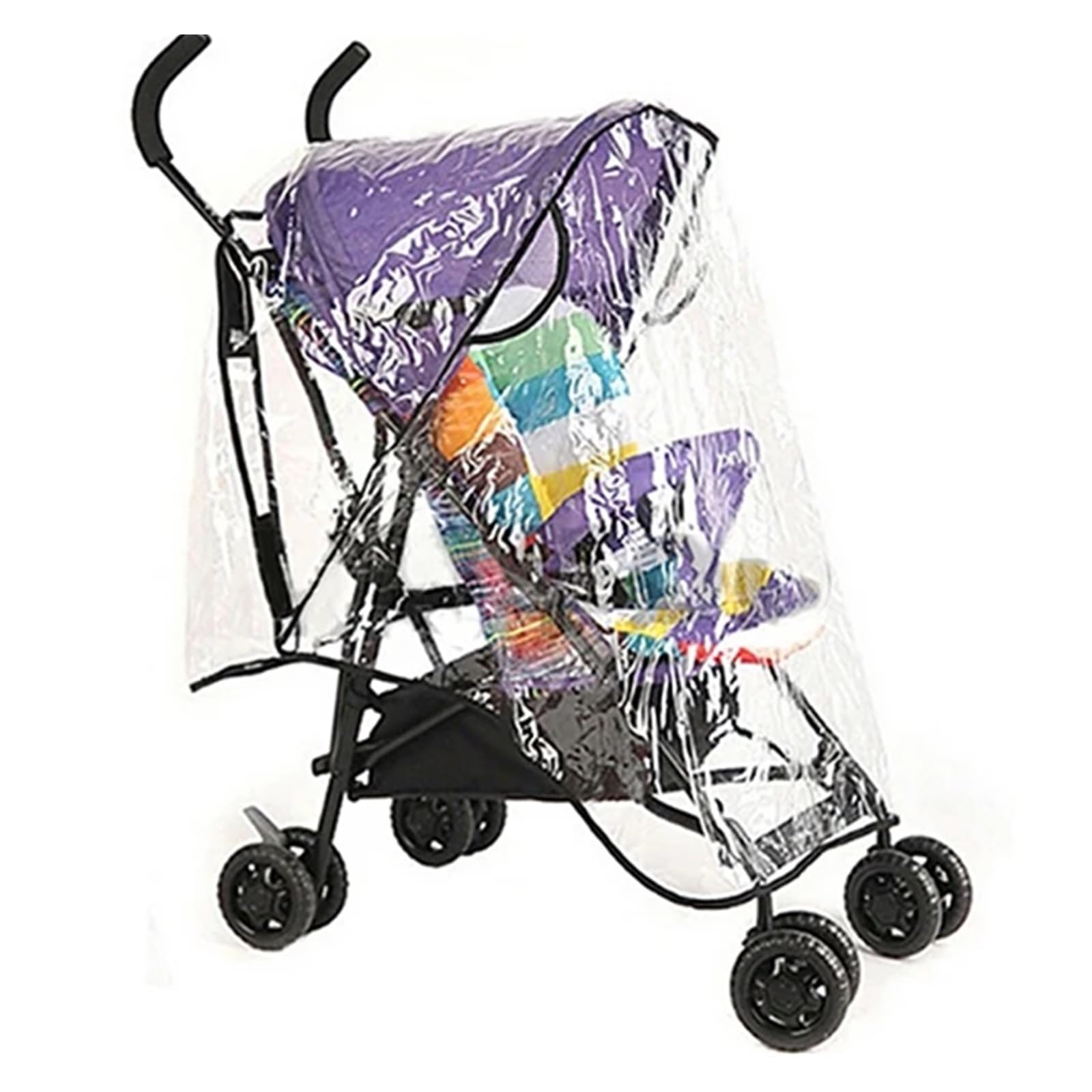 Parapioggia in PVC for passeggino | Bordo Nero Trasparente 75x55x80 cm Protezione antipioggia universale for passeggini