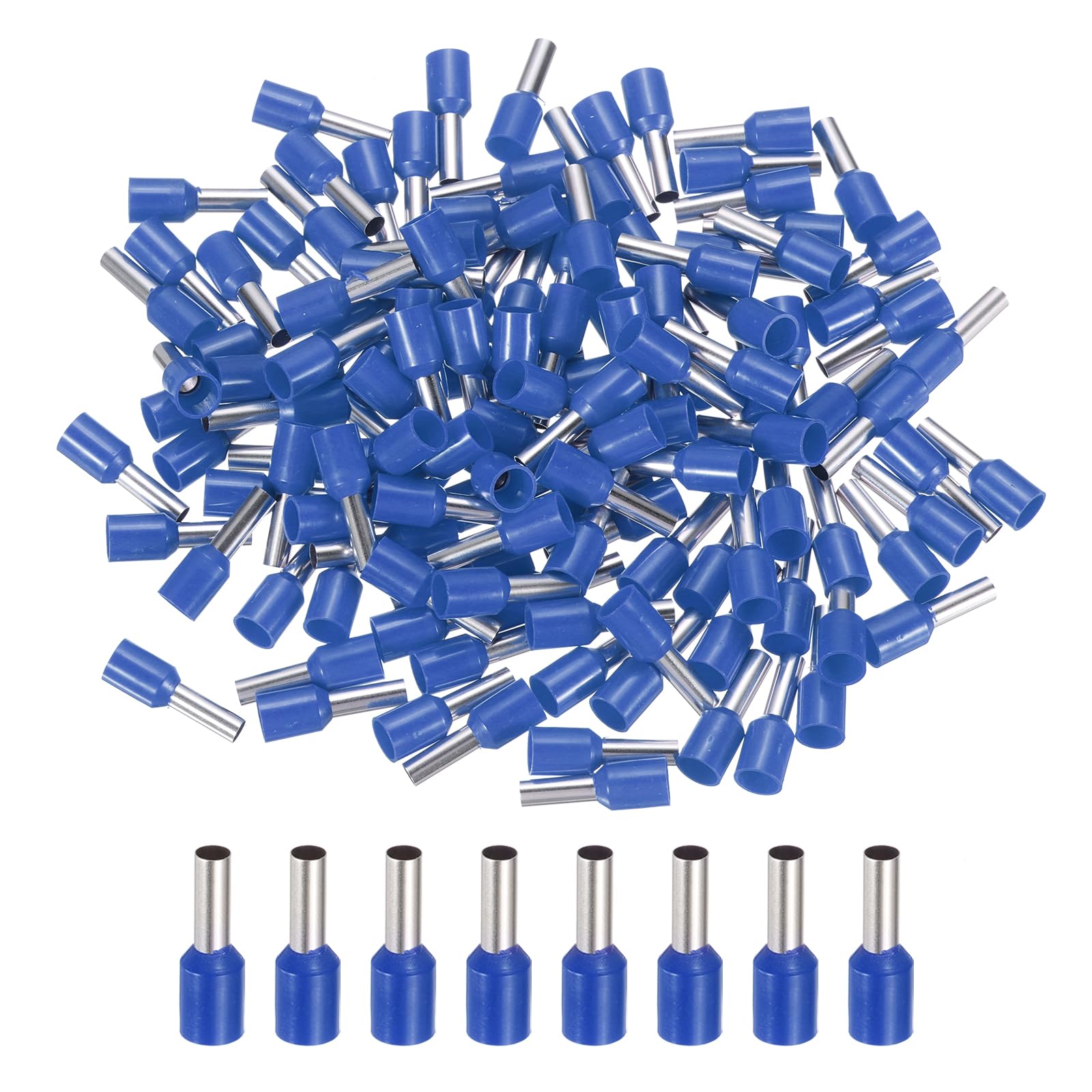sourcing map 250 Pcs Insulated Ferrule Electrical Wire Connectors Wire Terminals Wire Crimp Connector Kit 12 AWG for Electrical Projects Industrial Chemical Industry, Blue