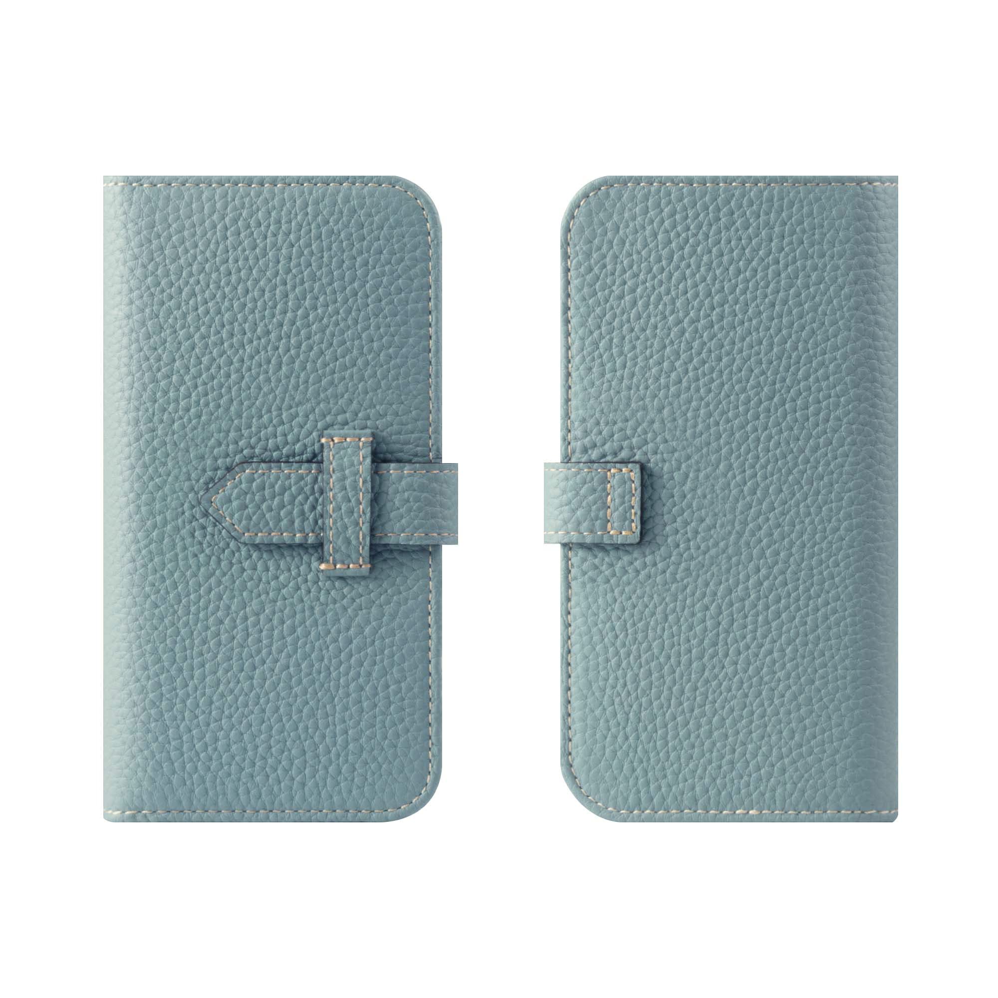 [HANATORA] iPhone13 Flip case with Card Holder Genuine Leather Phone Cover Stylish Quality case No Magnets for Women Men ISY Blue SPH-13-IcyBlue