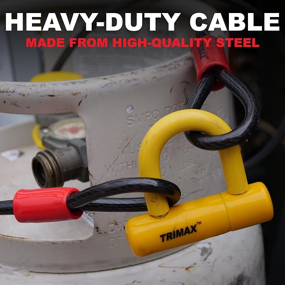 Trimax TDL1510 - Trimaflex Dual Loop Multi-Use Security Cable 15 Feet x 10mm - Commercial Grade Security Cable for Equipment, ATVs, Motorcycles, More