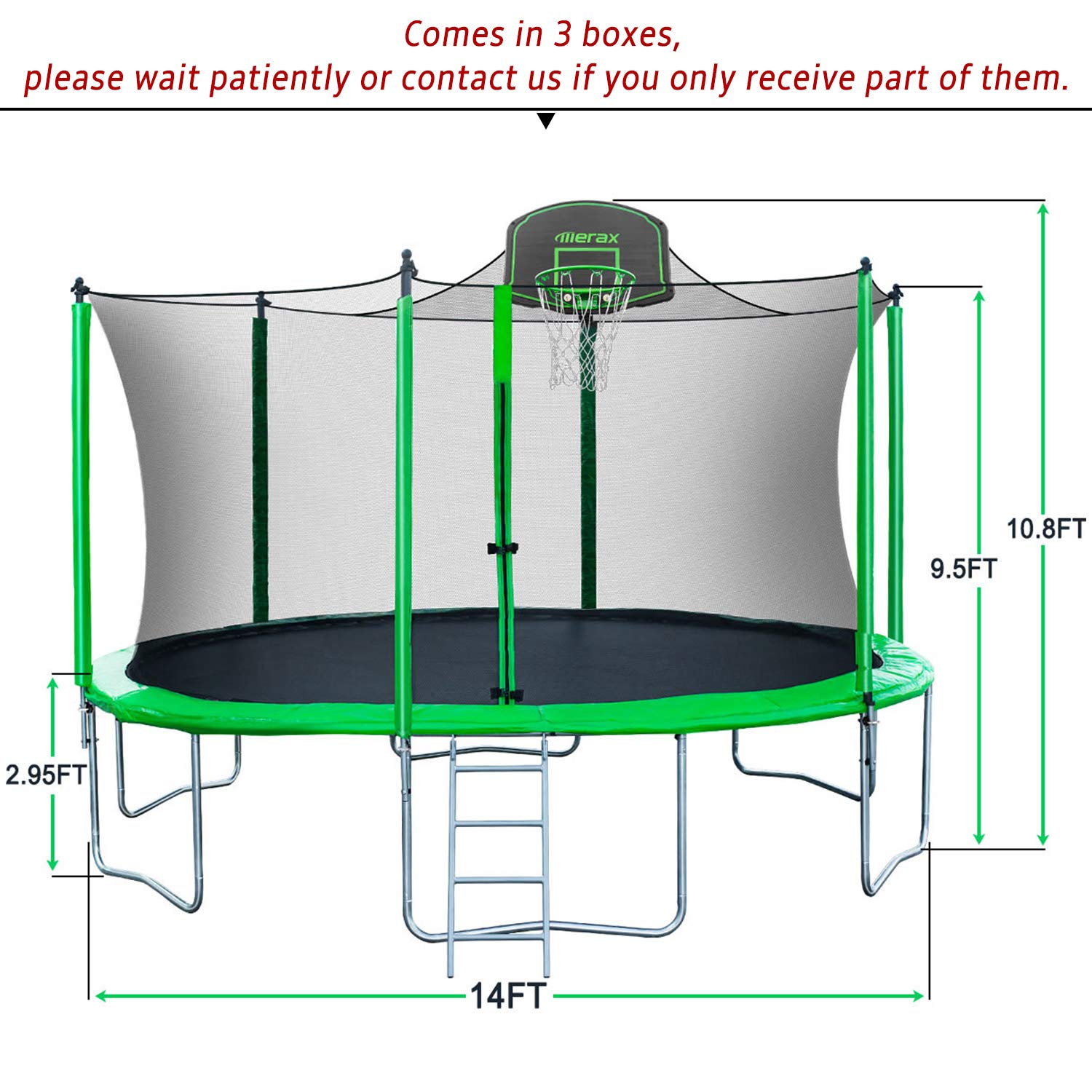 Merax 14 FT Round Trampoline with Safety Enclosure, 990LB ASTM Approved