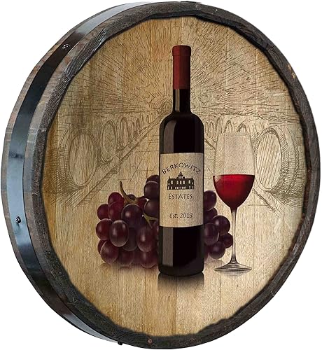 Vista 120 de THOUSAND OAKS BARREL CO. Personaliza el letrero de un cuarto de barril con cócteles de gato negro, barril de vino hecho de madera de roble de alta