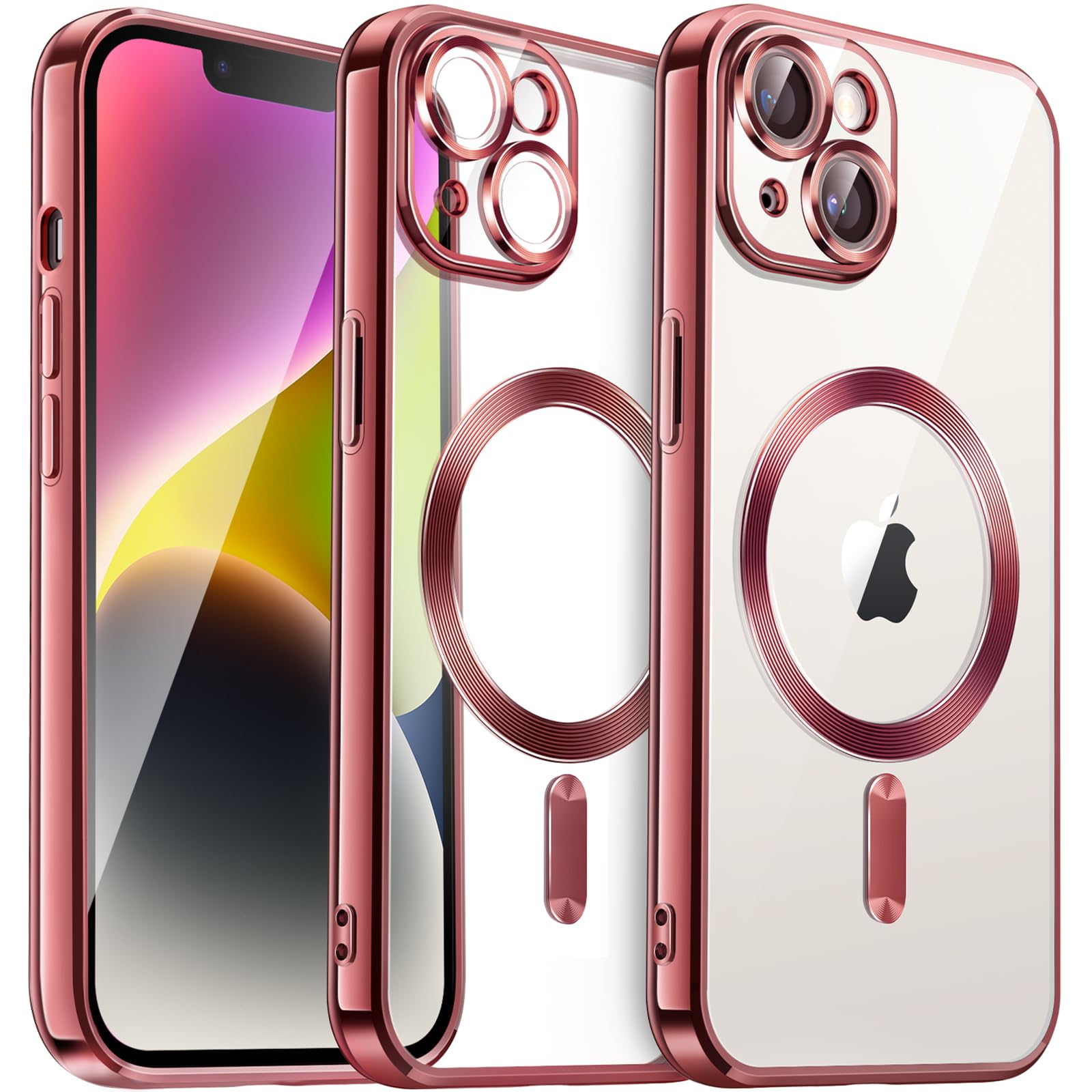 JETech Coque Souple Clair Pour IPhone 14 Pro 6,1 Pouces, Protection Complète D'Objectif De Caméra, Compatible Avec MagSafe Recharge Sans Fil, Étui Housse En TPU Galvanisé Antichoc (Or