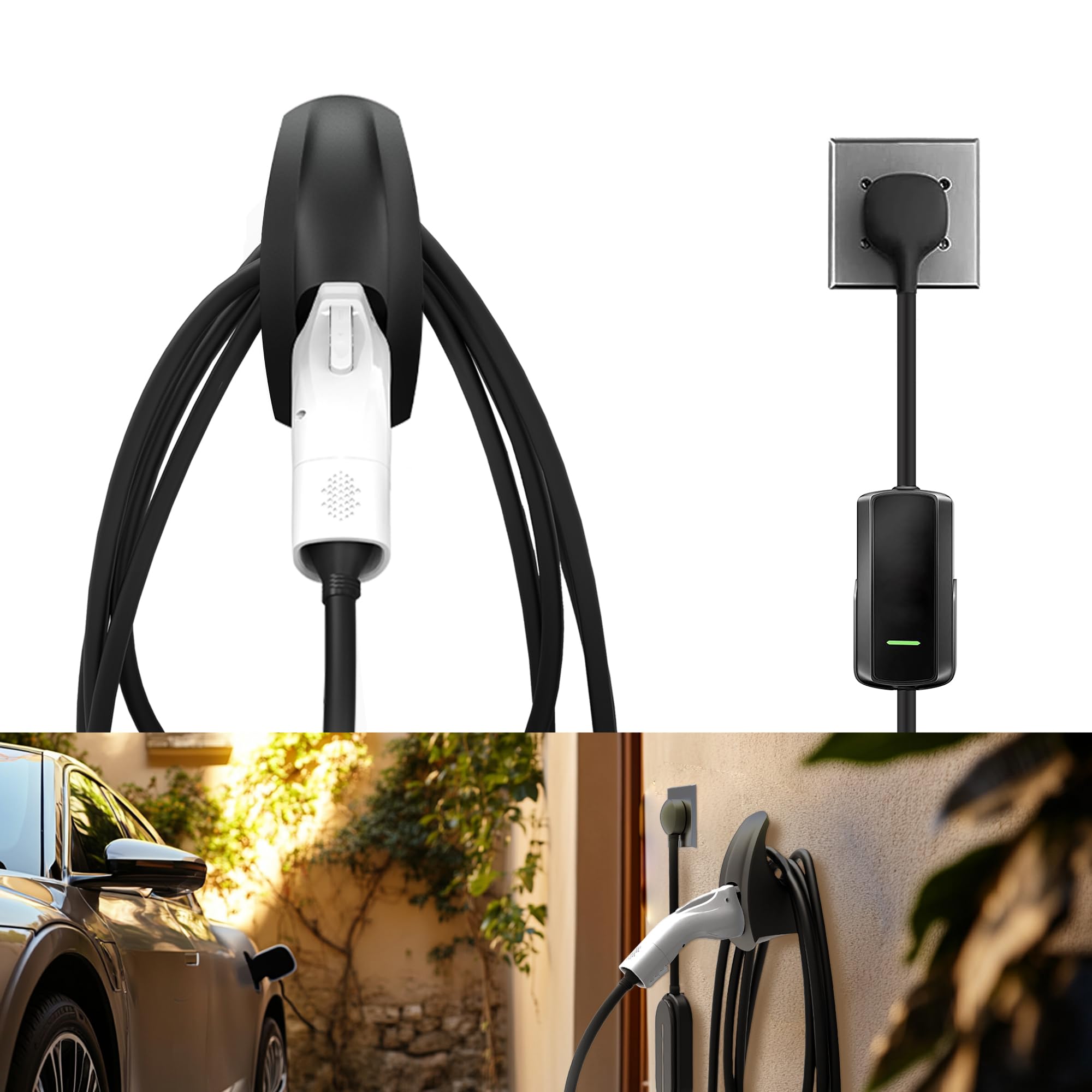 Photo 1 of SEVEN SPARTA EV Charging Cable Holder Wall Mount for J1772 Charger, Black