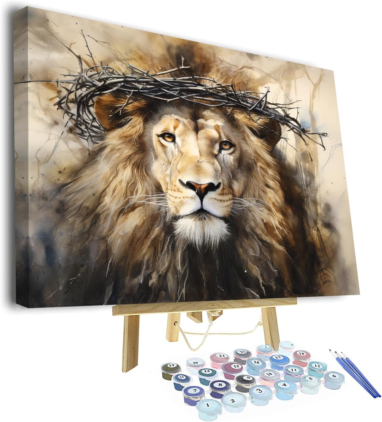 Rebotipy Paint by Number for Adults Paint by Number Majestic Lion of Judah Jesus for Adult Kids and Beginners Canvas Art Home Decor Artwork Painting by Numbers Canvas Gift Framed 16x20 in