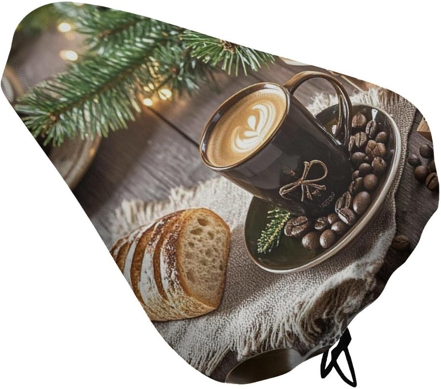 Coffee Bread Bike Seat Cover Water-Repellent Exercise Bike Seat Cushion Bicycle Saddle Cover with Drawstring Rain Snow Dust Covers for City Mountain Road Biking