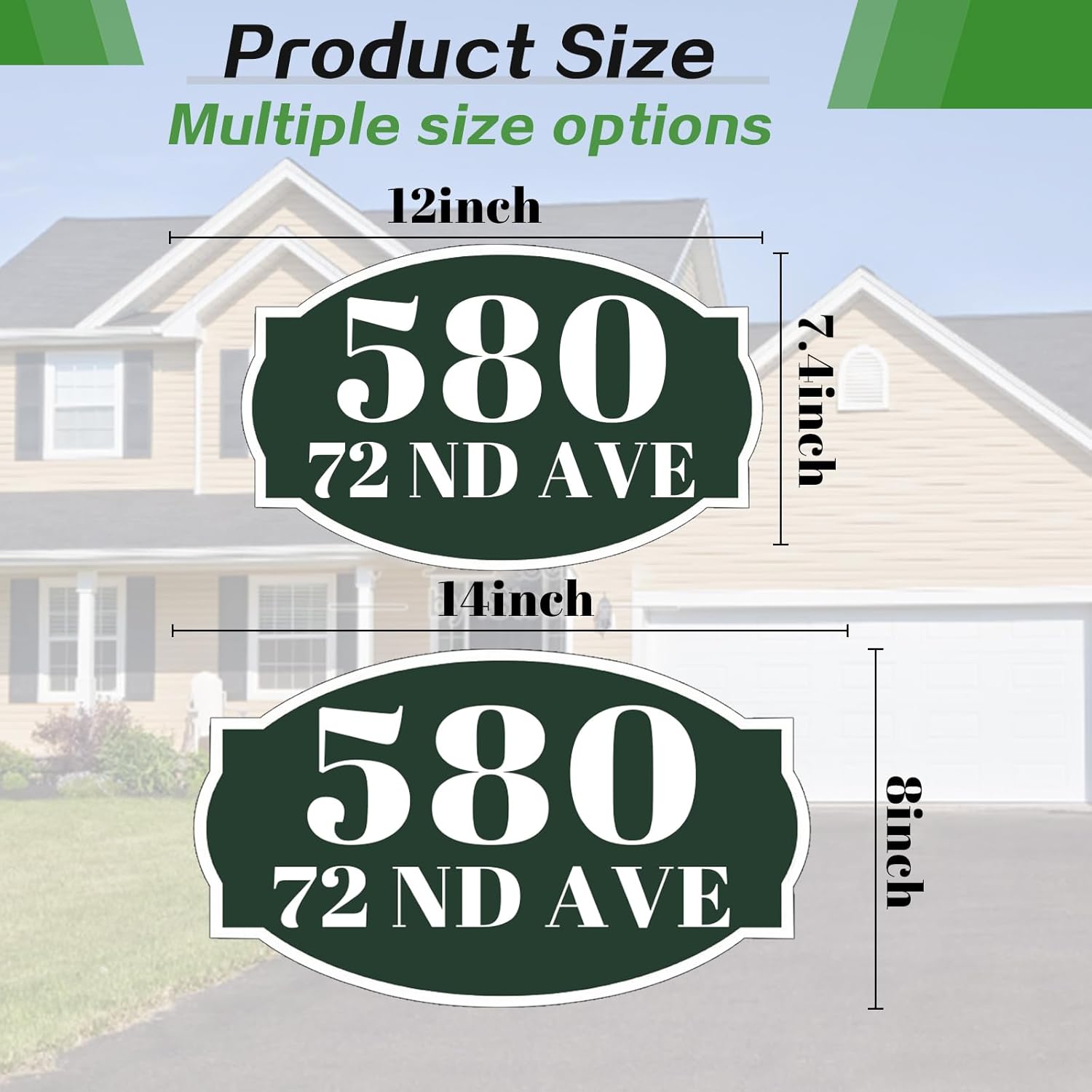 Custom Address Sign for House，Aluminum House Number Plaque Horizontal Address Sign Personalized Reflective House Numbers for Mailbox，Suitable for Mailbox, Driveway, Outdoor