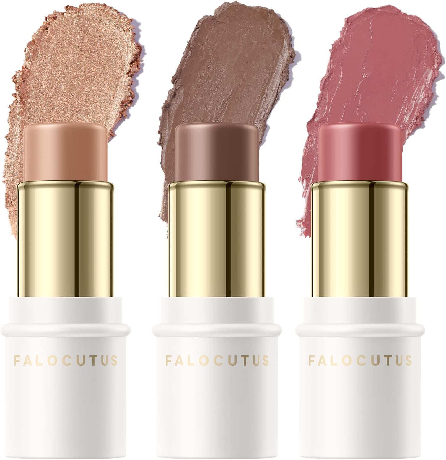 3 Pcs MEDIUM-DEEP Contour Stick Set,Cream Blush & Highlighter Bronzer Pen,Long Lasting & Smooth Natural Face Contouring Illuminator,Professional Makeup Kit for All Skin, 1.25 Ounce