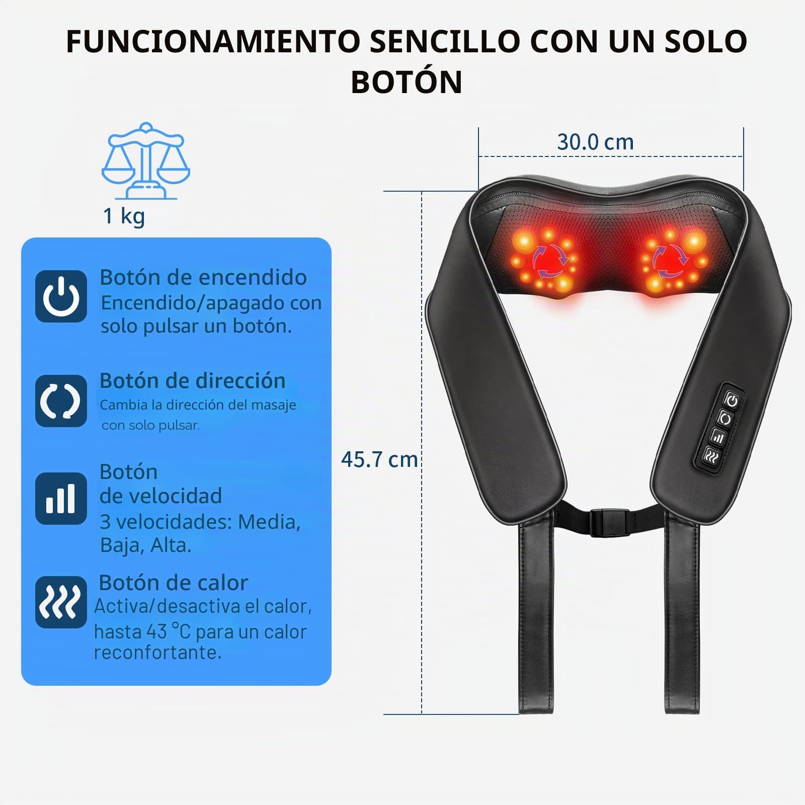 TISSCARE Masajeador de Cuello y Espalda con Calor, Cinturón Ajustable para Masaje Manos Libres, Masajeador Shiatsu 3D para Hombros, 20 Nodos, para Piernas Lumbar, Casa Oficial Coche
