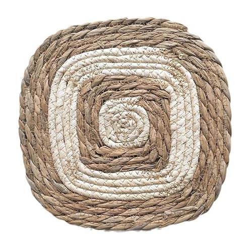 YWQHS 20/25/30cm Round/Square Boho Rattan Placemats Hand-Woven Placemats Water Hyacinth Placemats, Rustic Braided Wicker Table Mats for Dining Table