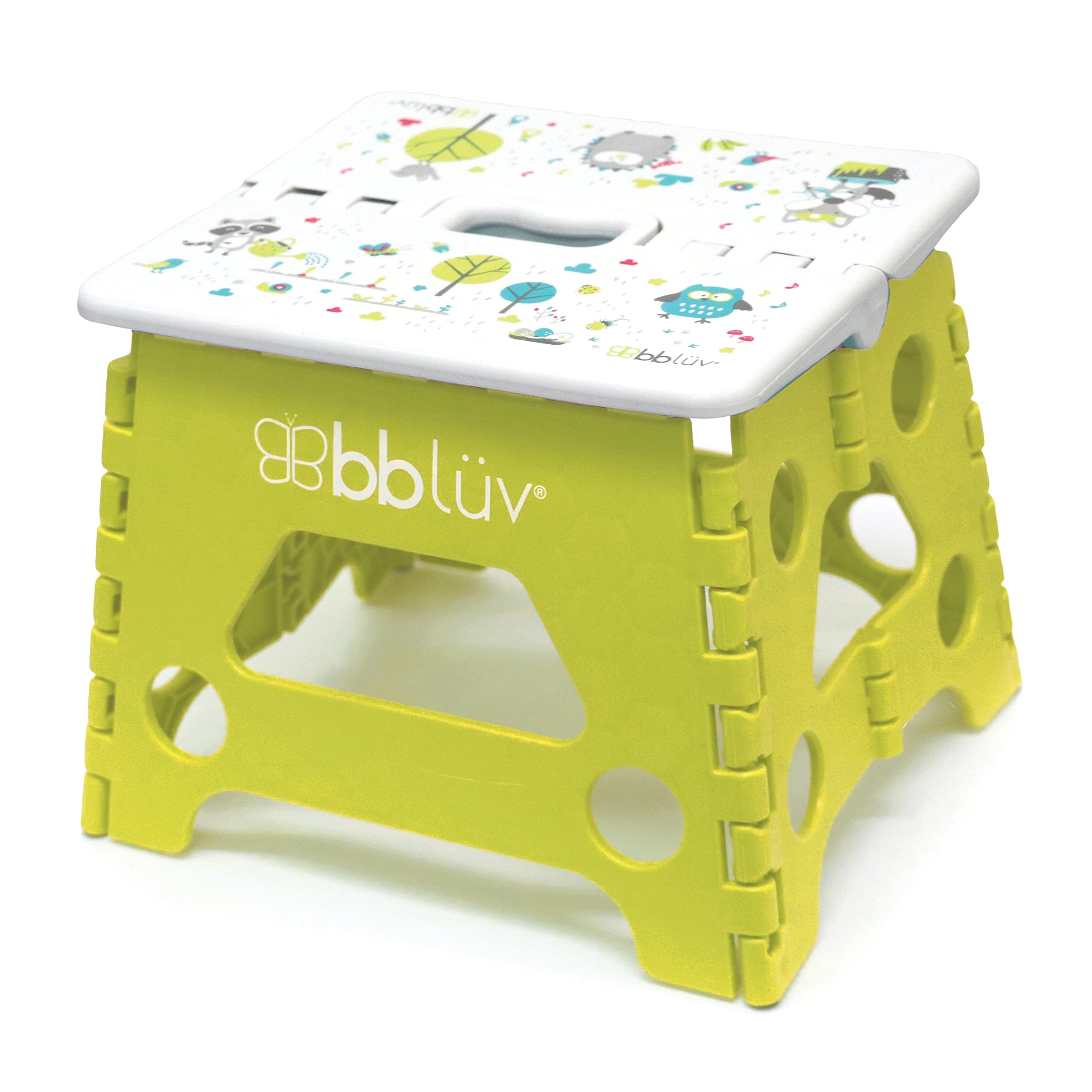 bblüv Stadium - Folding Foot for Kids and Children - Folding Stool Non-Slip Holds up to 250 lbs Learning Cleaning and Brushing Teeth - Lime
