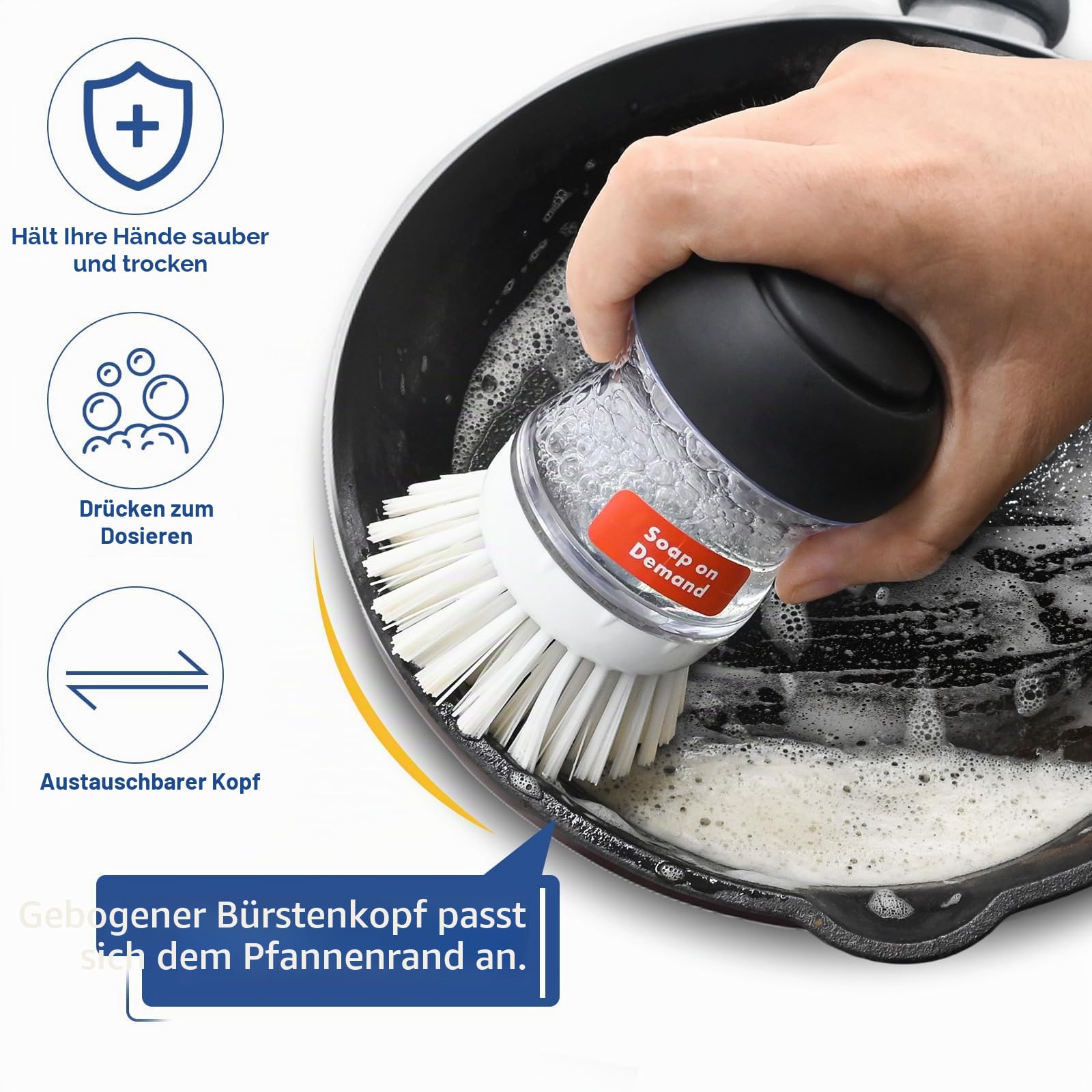 Palm Brush Nachfüllpackungen für OXO Good Grips Seifenspender, Spülbürste – 4 Stück Reinigungs-Ersatzbürstenkopf für OXO Palm Brush (weiß)