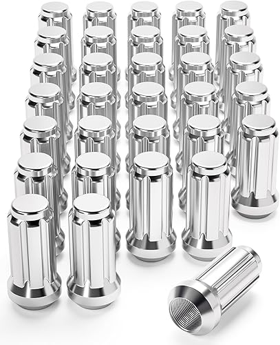 Miniatura 8 de OMT - Paquete de 32 tuercas de rueda M14x1.5, tuercas cromadas de 2 pulgadas de alto, asiento de cono de transmisión con enchufe compatible con Ford