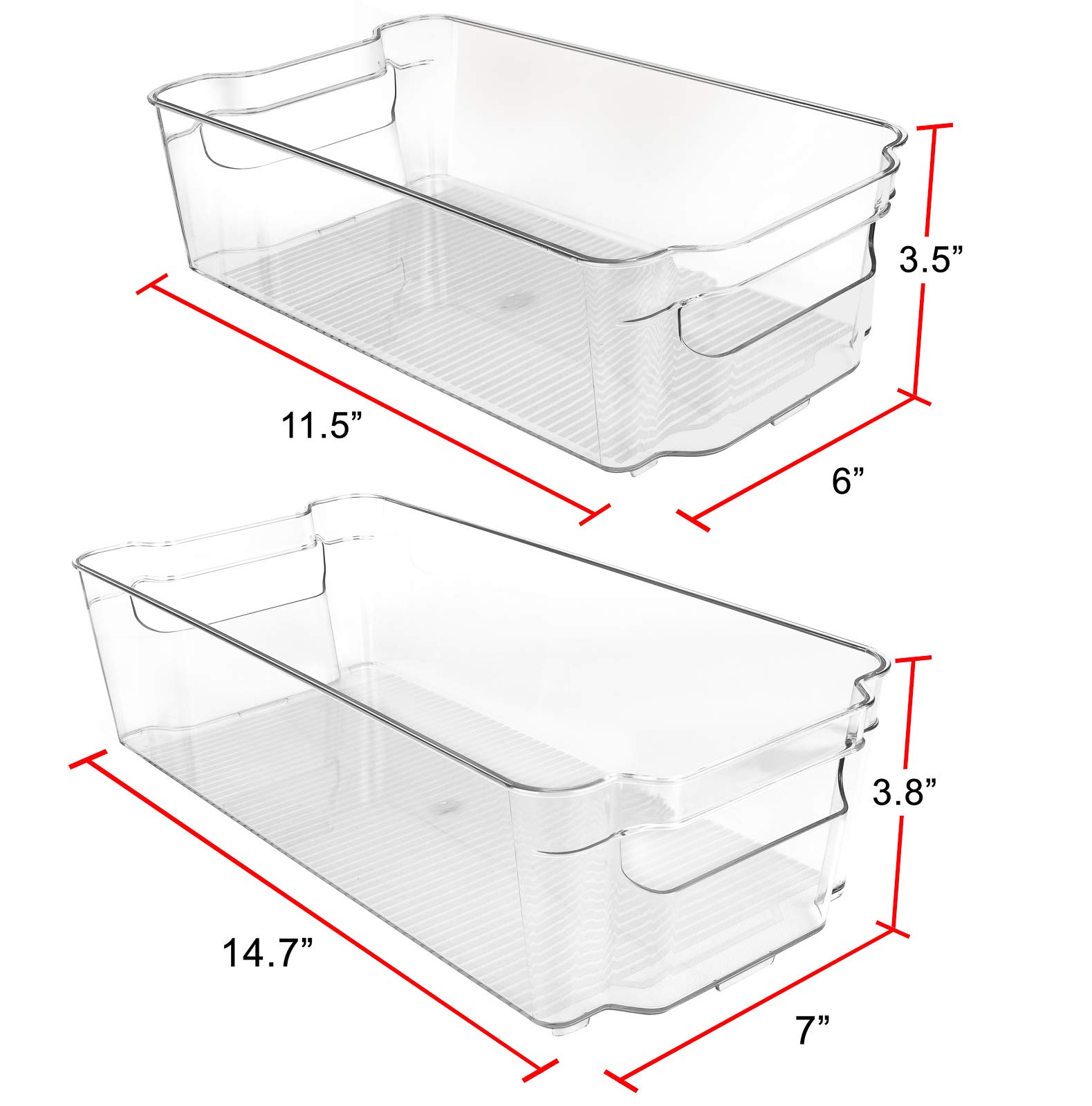 Greenco Clear Bins Stackable Storage Organizer Containers with Handles