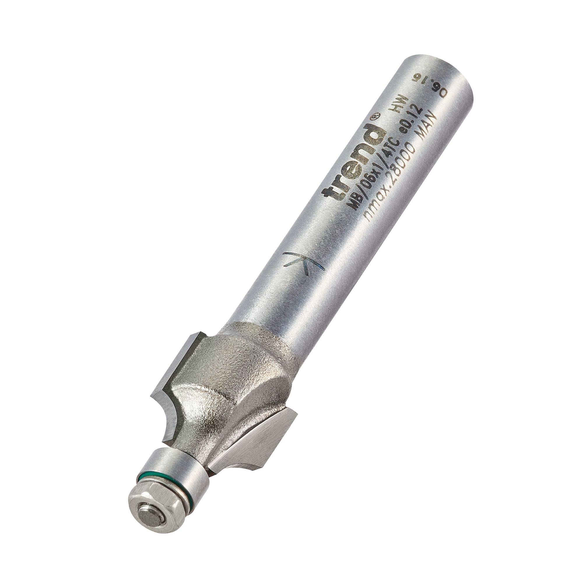 Trend Profesjonalny frez zaokrąglający miniaturowy, promień 2,4 mm, trzpień 1/4 cala, średnica cięcia 9,5 mm i długość cięcia 9,5 mm, węglik spiekany (TCT), MB/06X1/4TC