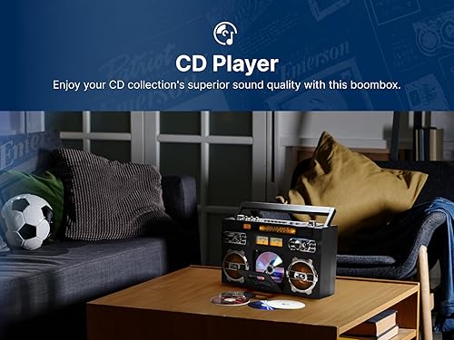 Miniatura 11 de Emerson EPB-3004 Reproductor de CD portátil con radio AM/FM, memoria programable de 20 pistas, altavoces de alto rendimiento, conector de entrada