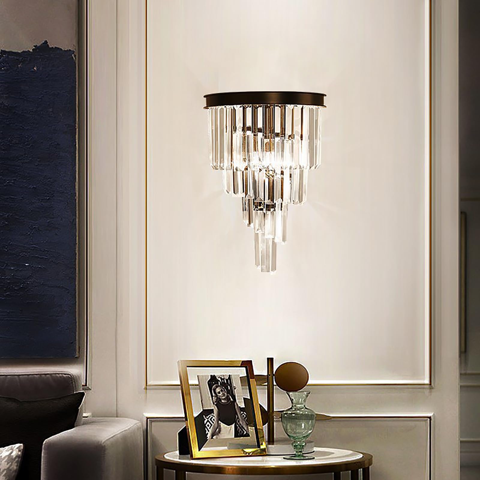 SXWNBIFH wall lamp LED Indoor Wall Lamp, Modern Crystal Wall Sconce Lights, Wall Lamp Industrial Wall Lighting Fixtures E14, For Restaurants Galleries Aisle Kitchen Room Doorway Living Room(Not Inclu
