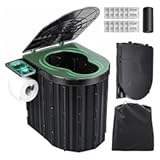 Sckee Camping Toilet&comma; Portable Toilet for Adults&comma; Portable Travel Folding Toilet with Lid and Paper Holder&comma; Compact Potty for Car&comma; Camp Toilet Portable Toilet for Camping&comma; Hiking&comma;Truck&comma; RV&comma; Beach