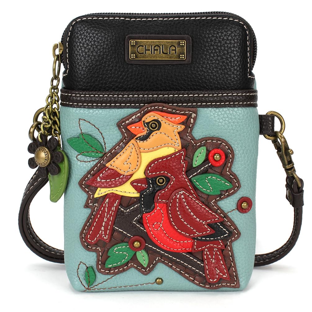 CHALA Bird Collection Cell Phone Crossbody Purse-Women PU Leather/Canvas Multicolor Handbag with Adjustable Strap