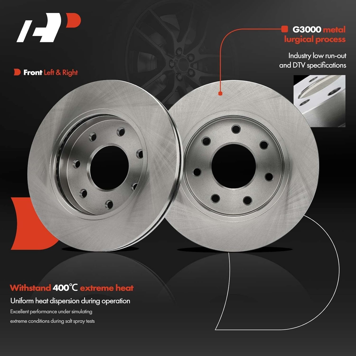 A-Premium 12.99 inch (330mm) Front Vented Disc Brake Rotors Compatible with Select Ford & Lincoln Models - F-150 F150 2004-2008, Mark LT 2006-2008, 2-PC Set