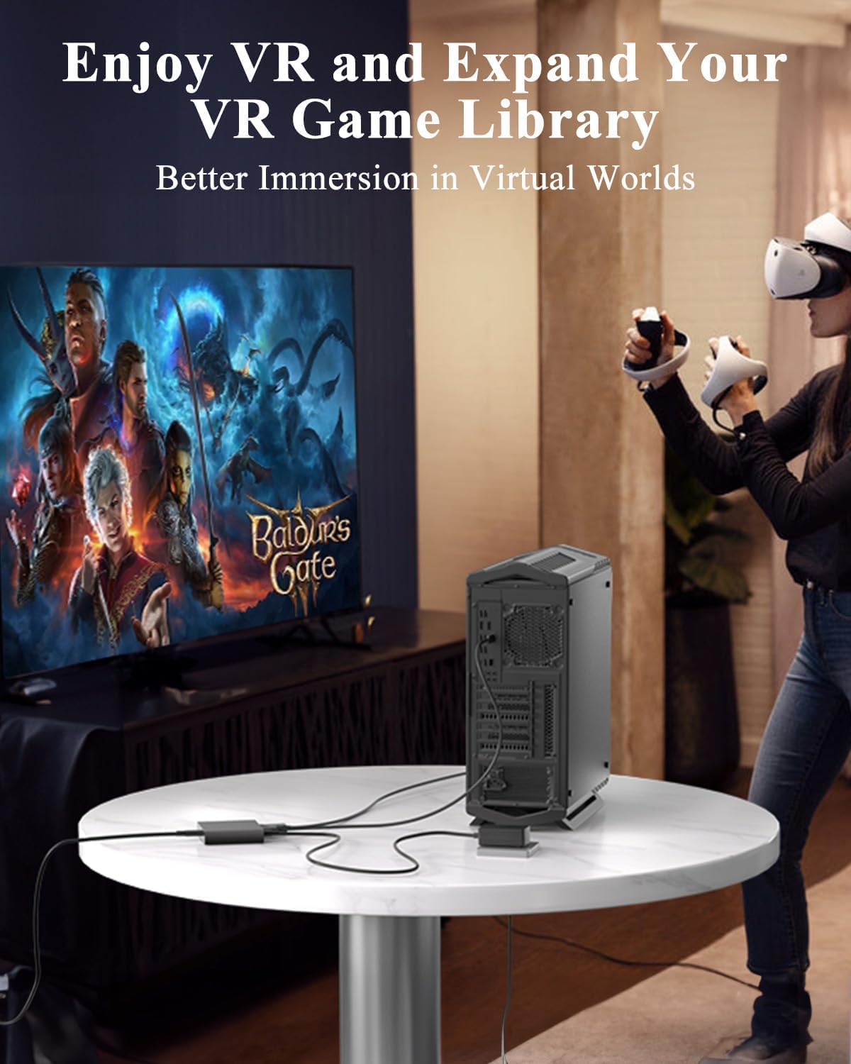 Adattatore PC per cuffie VR2: collega PV2 a PC Windows per SteamVR, conversione stabile del segnale