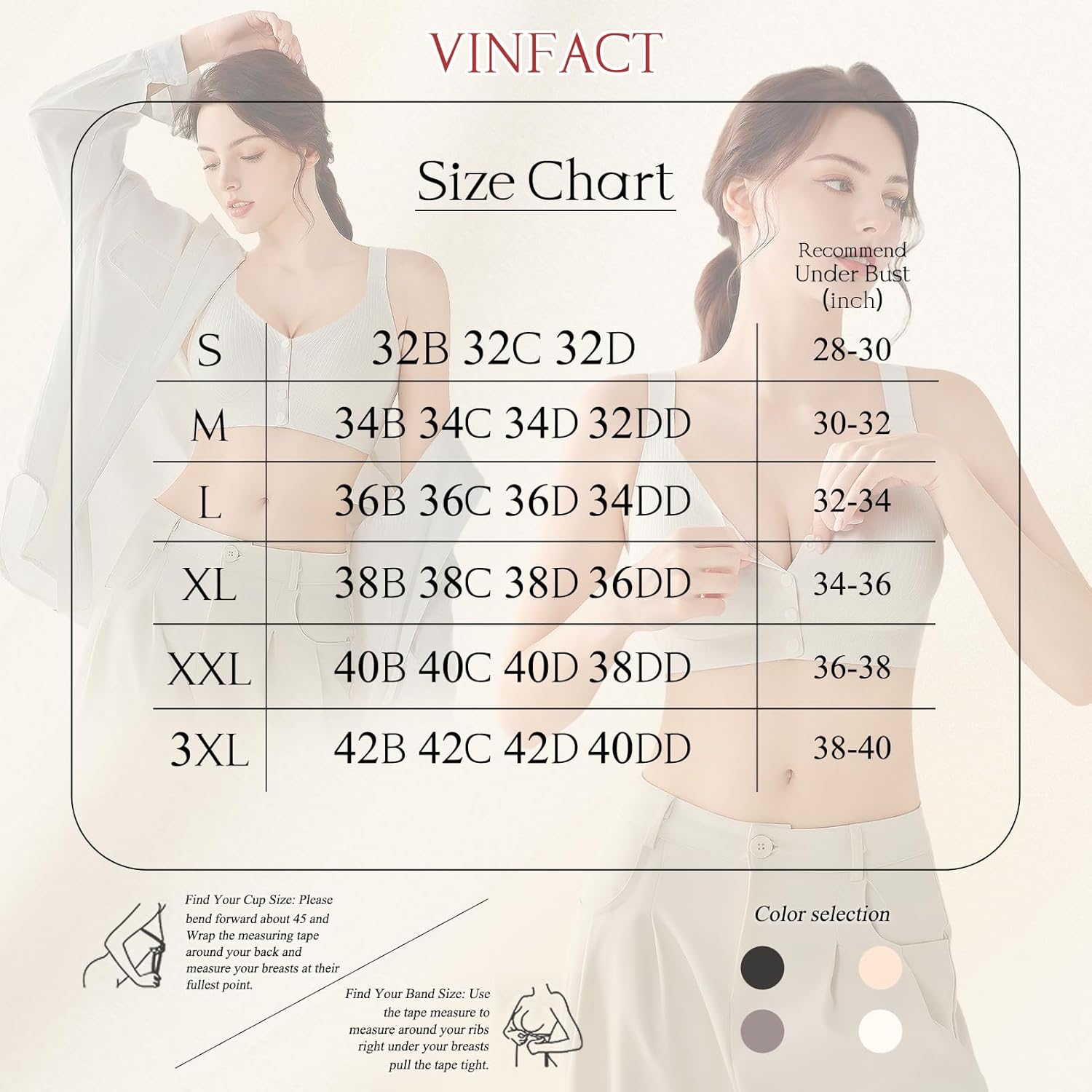 Vinfact Front Closure Bras for Women No Underwire Wireless Bra Seamless Bralettes with Soft Support Mastectomy Bralette - Image 2