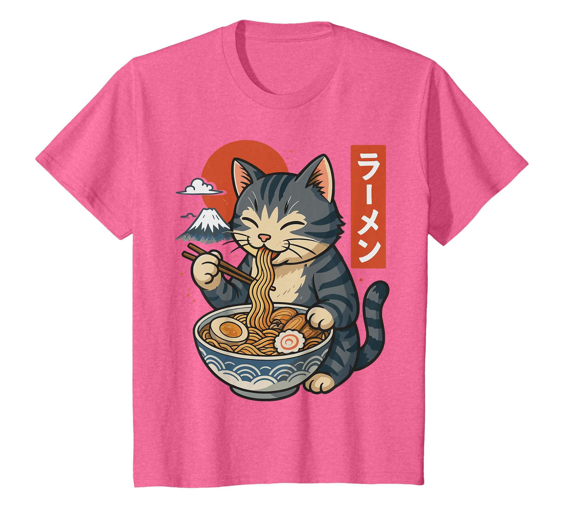 Anime Cat Eating Ramen Retro Kawaii Ramen Cat T-Shirt