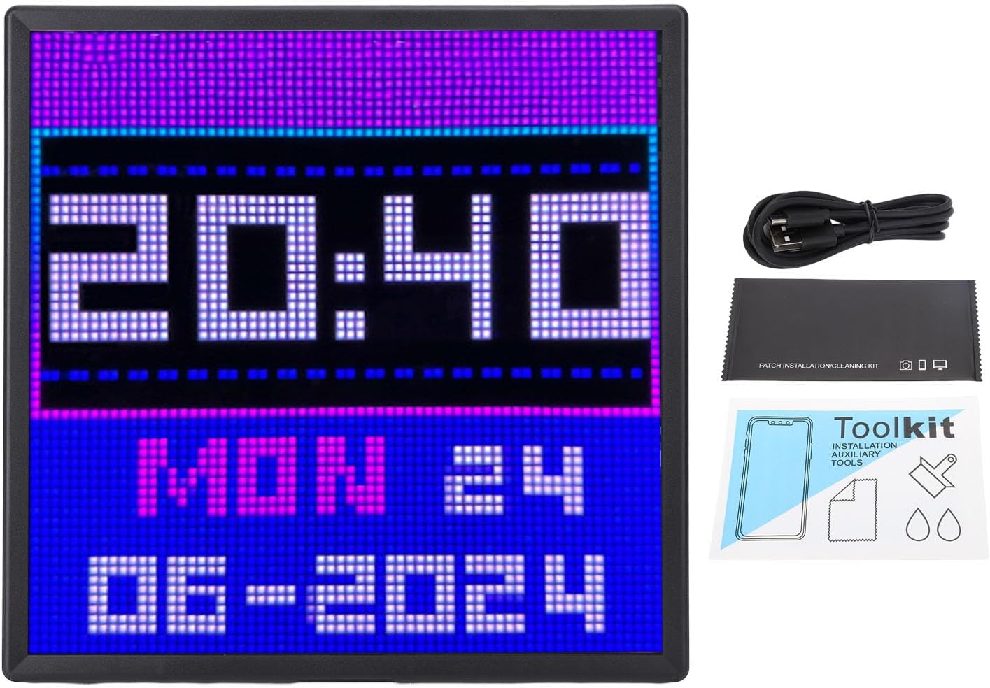 Pixel Digital Photo Frame Wall Mount Desktop 64x64 LED Panel Display Frame with APP for Game Room Decor