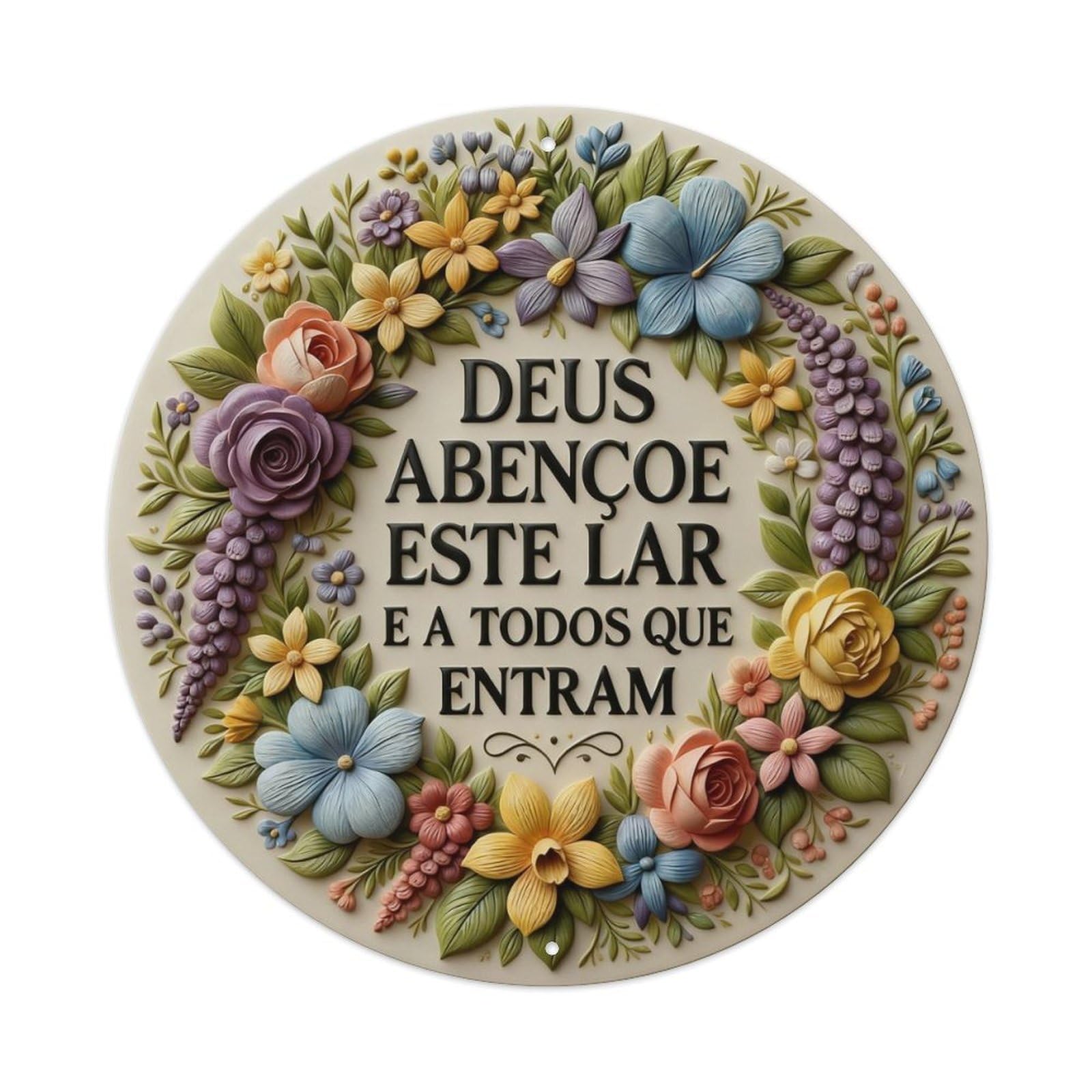 Zlatcbu Vintage Floral Wreath With Religious Text Metal Tin Sign Retro Wall Art Poster, Decor For Home Living Room Bar Cafe Garage, 8X8 Inch