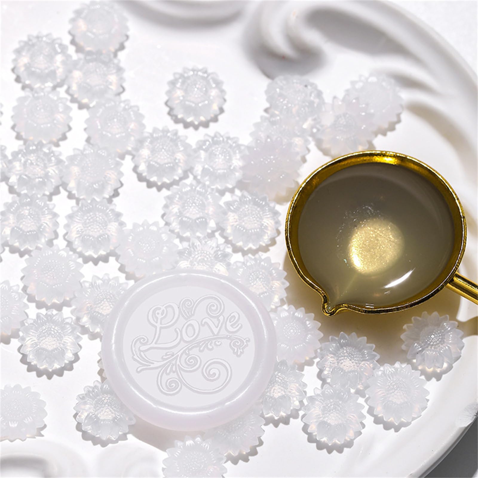Hsioluted Pcs Sunflowers Waxes Seal Beads Translucent Sealing Waxes Beads Great for Envelopes Wedding Invitations Decoration