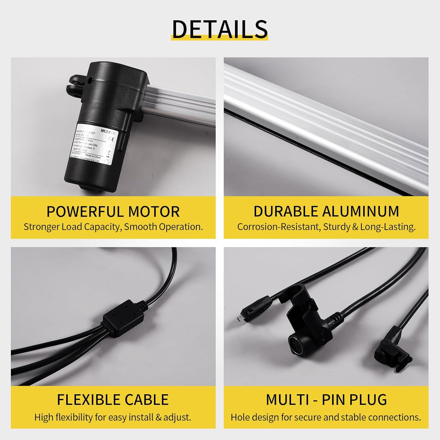 MULIN ML8-237 Power Recliner Motor Replacement Actuator with Power Cord for Electric Sofa Lift Chair Massage Bed