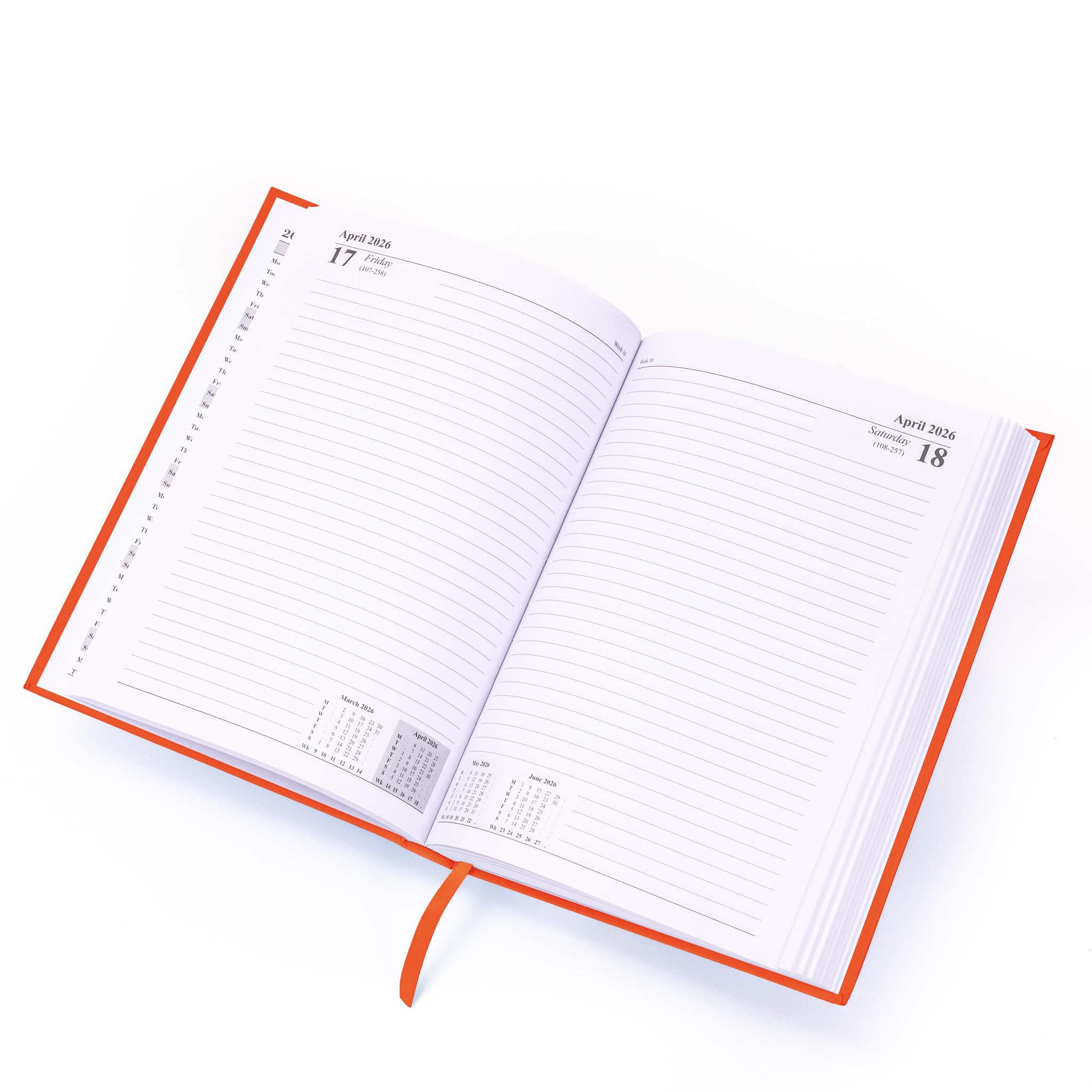 evelay 2026 Diary A4 A5 Day to Page Hardback Full Year Planner Organiser Journal (A5 Page a Day, Orange) - Image 3