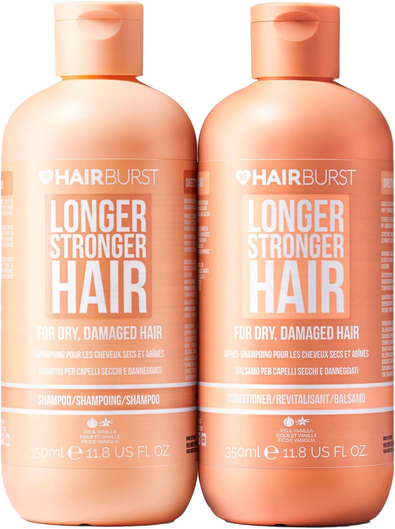 HAIR BURSTShampoo and Conditioner Set For Dry & Damaged Hair - Moisture Locking, Breakage Reducing, Colour Protecting - Enriched with Vitamin B5, Almond Oil & Fig Extract - Silicone Free UK Made