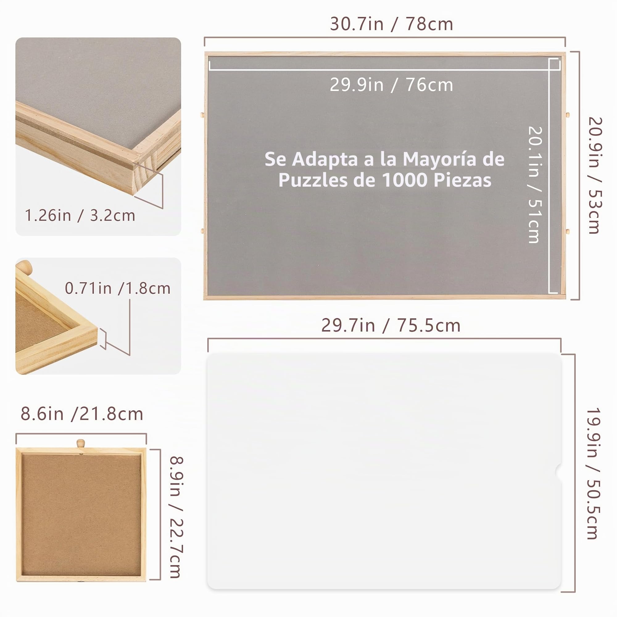 Becko US Tablero de rompecabezas inclinable de 1000 piezas a partir de 3 años con 4 cajones y cubierta coloridos, mesa de rompecabezas ajustable con caballete/soporte integrado, mesas portátiles con