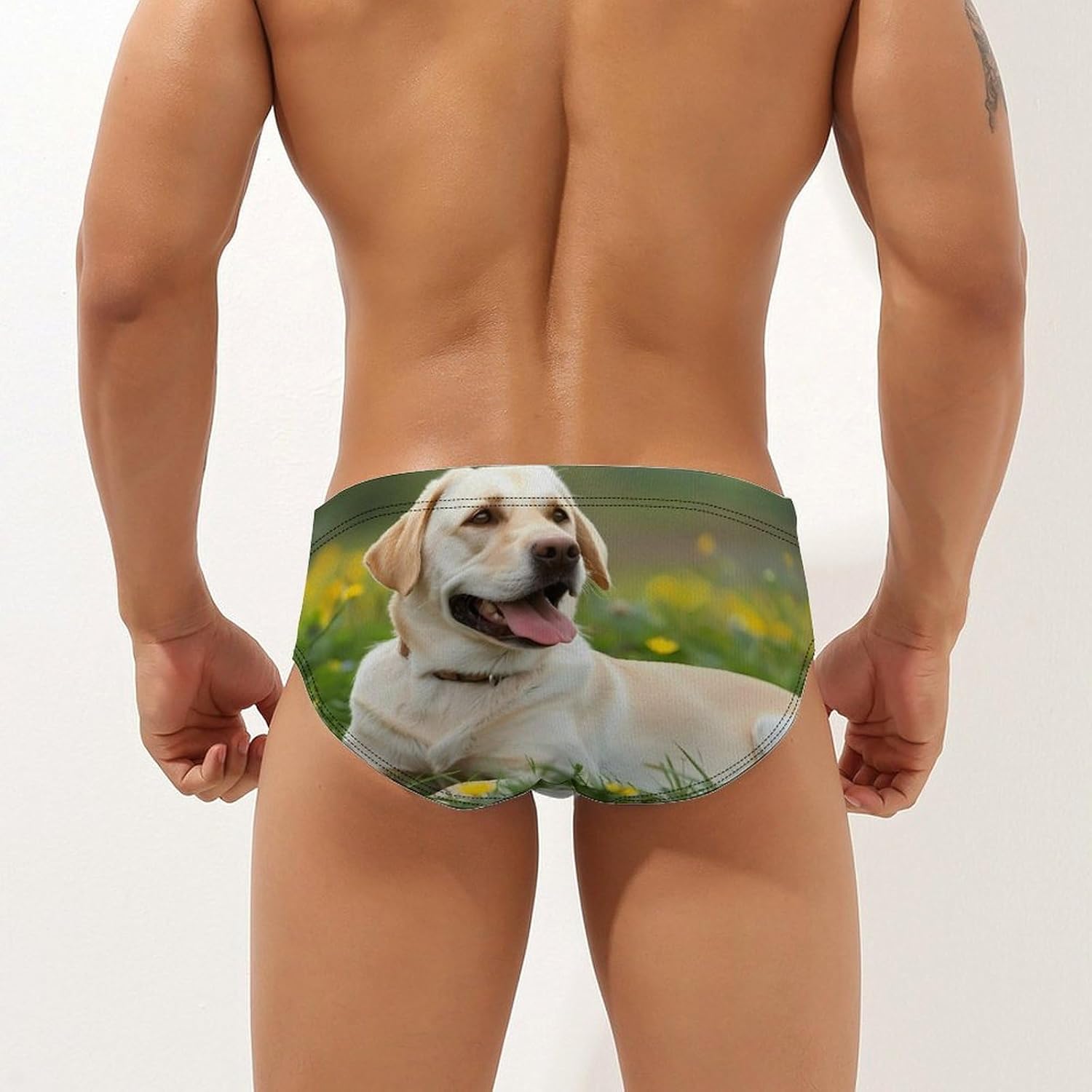 Labrador Retriever Dog Lazy Time Novelty Men's Brief Swimwear Pants Swimming Trunks Beach Shorts Underwear