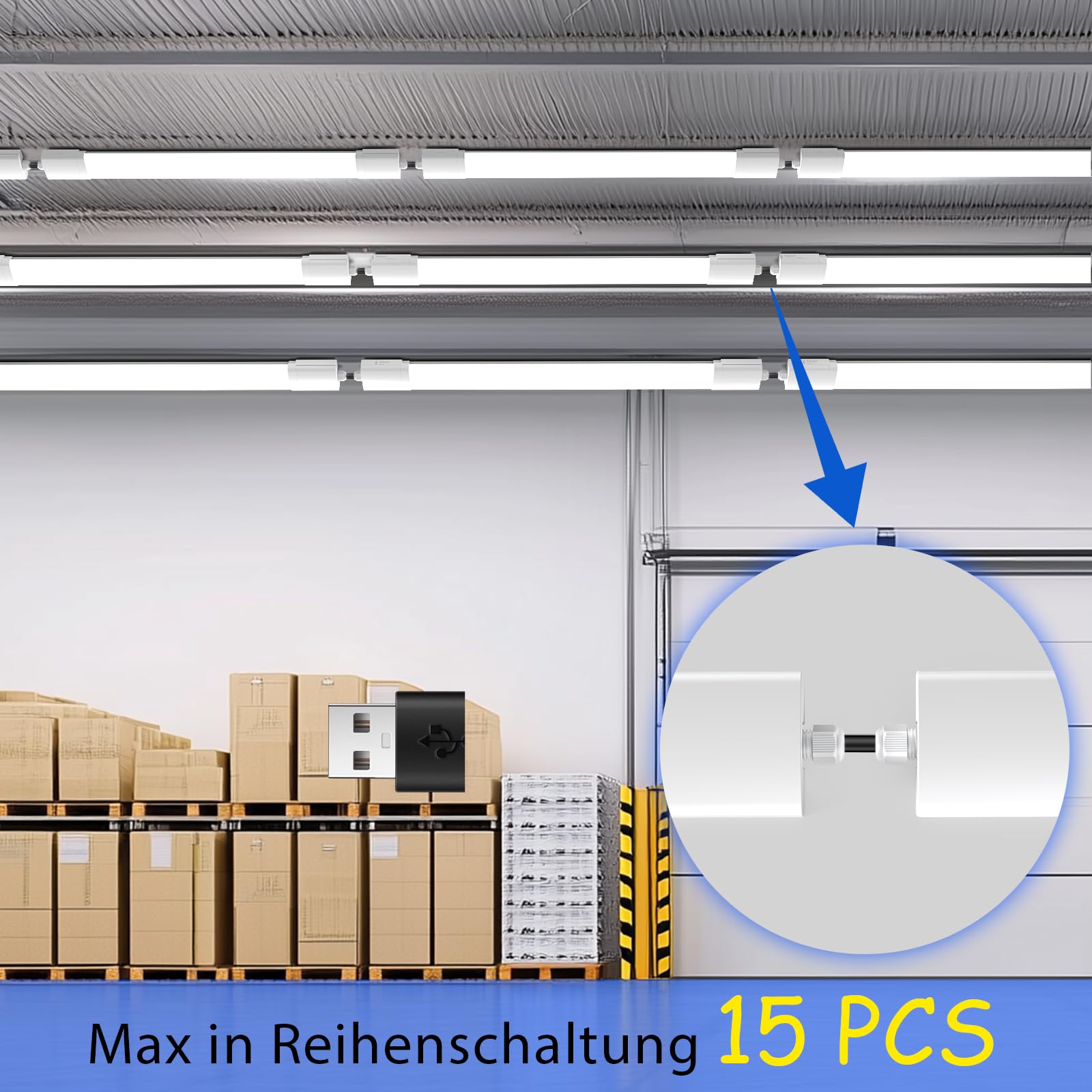 ANTENLICHT LED Feuchtraumleuchte 120CM mit 36W 3960Lumen Kaltlweiß 5000k, Einfache Montage Wannenleuchte Flach Deckenleuchte Feuchtraum Wasserfest IP65 Werkstattlampe für Büro Keller Garage, Weiß