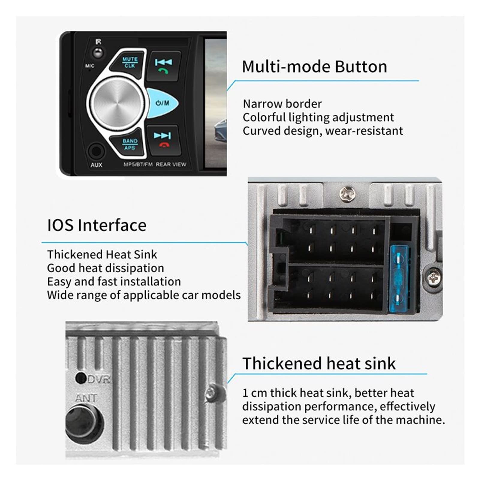 Radio samochodowe 1din stereo mp5 mp3 Bluetooth Radio FM USB Autoradio 4.1 -calowe wsparcie tylne lusterko Przenośny(With 8 LED Camera)