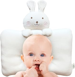 Peekaboo Bunny. Super Soft Organic Cotton Baby Pillow, Machine Washable, Travel, Small Toddler Pillow. 14.2 x 14.2 inches (Peekaboo Bunny)