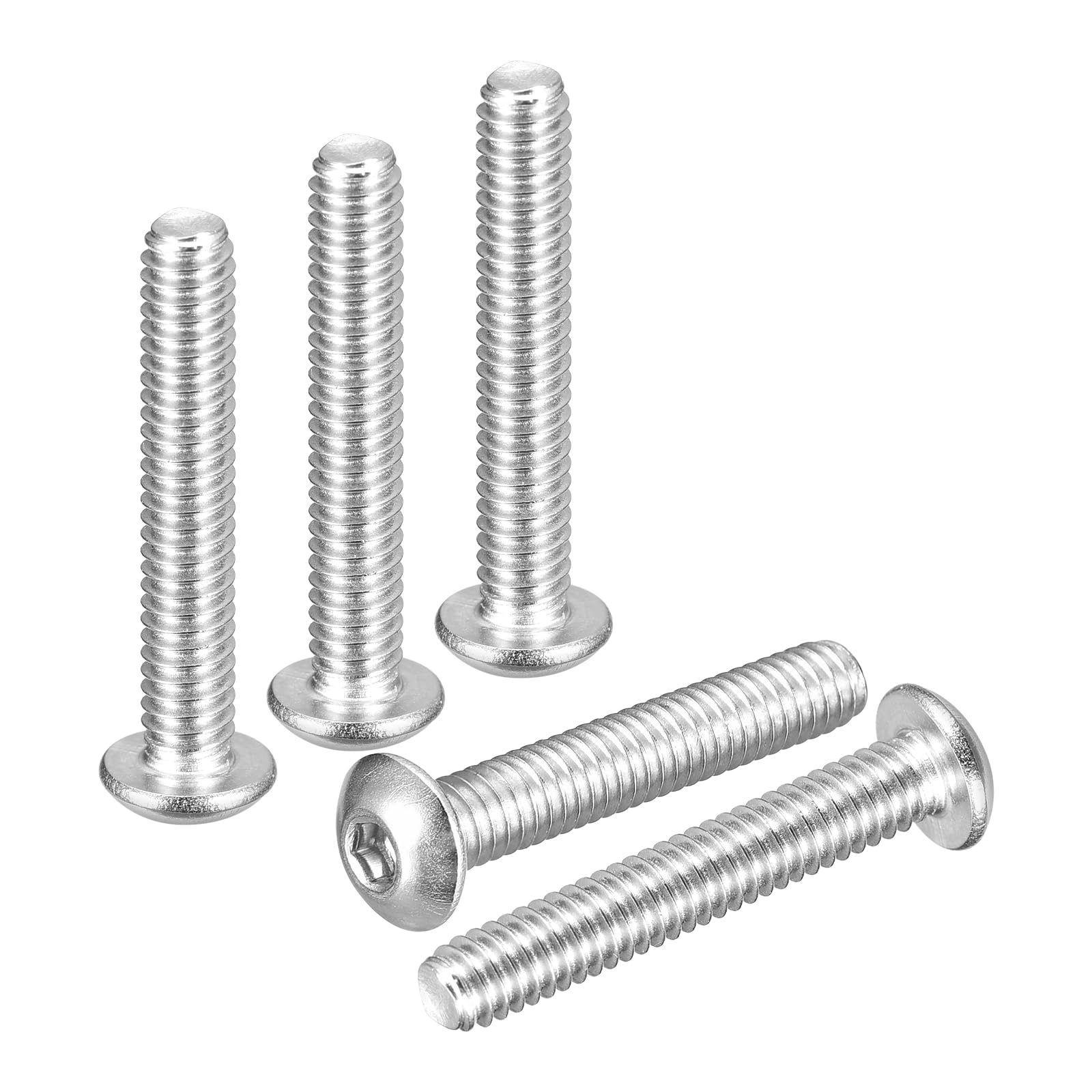 DTGN #8-32x1" Button Head Socket Cap Screws - 50Pack - Good for Road Bicycle, Mountain Bike, Auto, Motorcycle - 304 Stainless Steel Whitewashed - Hex Socket Drive Fasteners — image 1