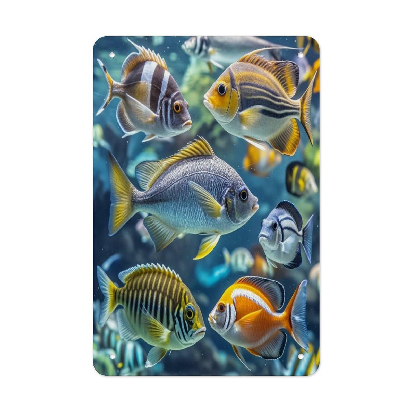 Fish Metal Tin Sign Funny Vintage Metal Signs Metal Art Poster Man Cave Decor Retro Tin Sign for Home Office Kitchen Bar Cafe Garden Wall Decor 11.8 X 7.9 Inch