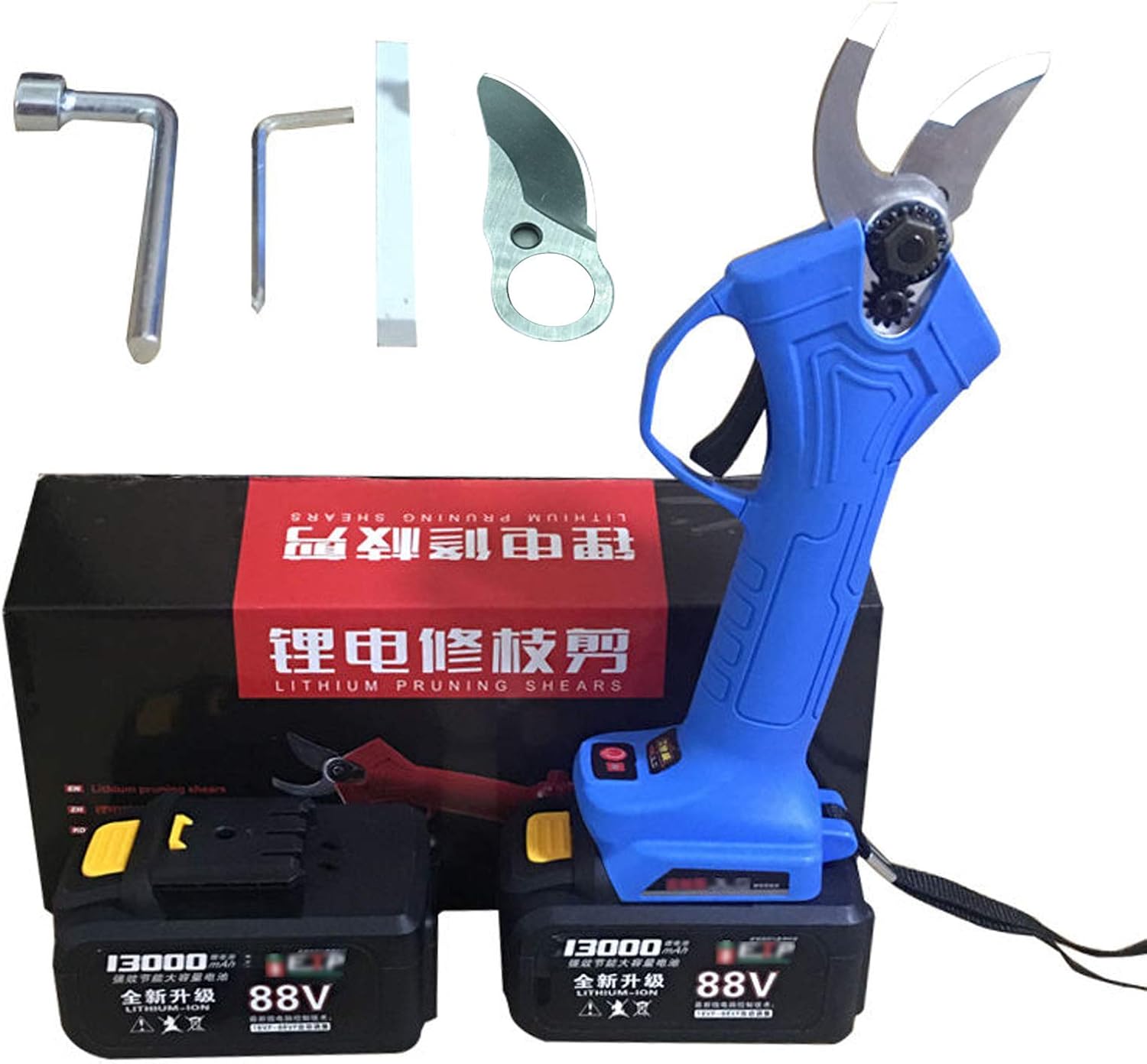 Cordless Electric Scissors, Professional Gardening Shears with Non-Slip Handle, 88V 10000mAh Rechargeable Lithium Battery, Cutting Diameter 3cm