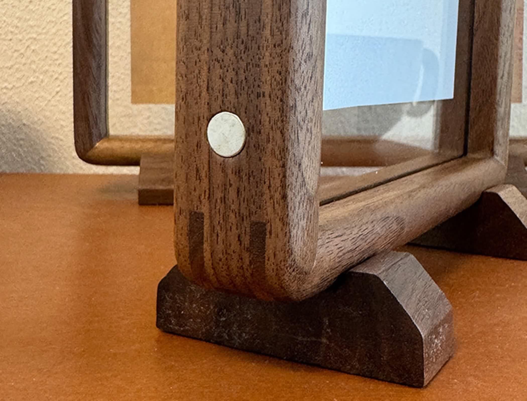 Fotorahmen 10X15, Picture Frame Nussbaum Rechteck Holz Acryl Horizontal/Vertikal für Tischplatte