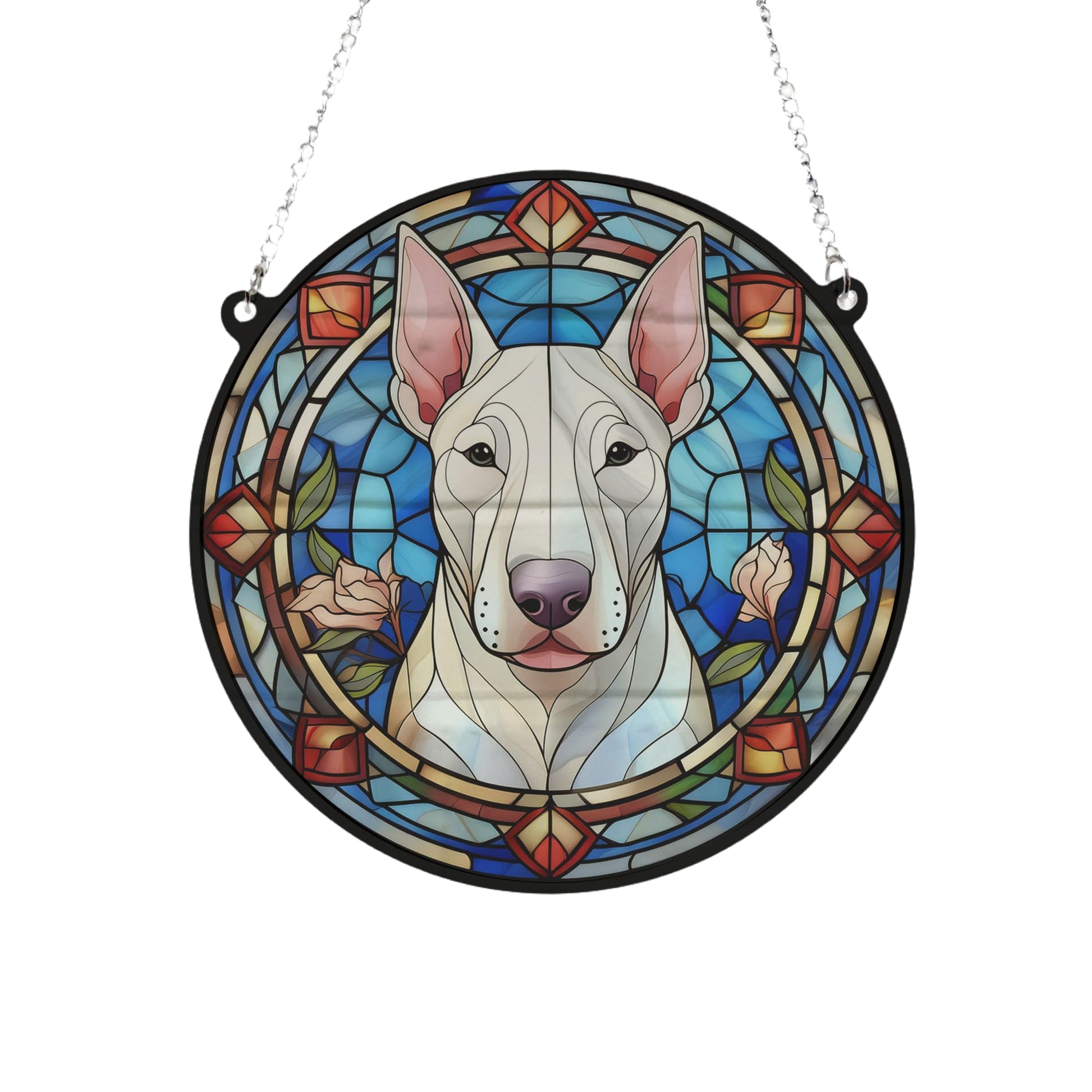 English Bull Terrier Stained Glass Effect Suncatcher Gift for Dog Lovers - 13cm
