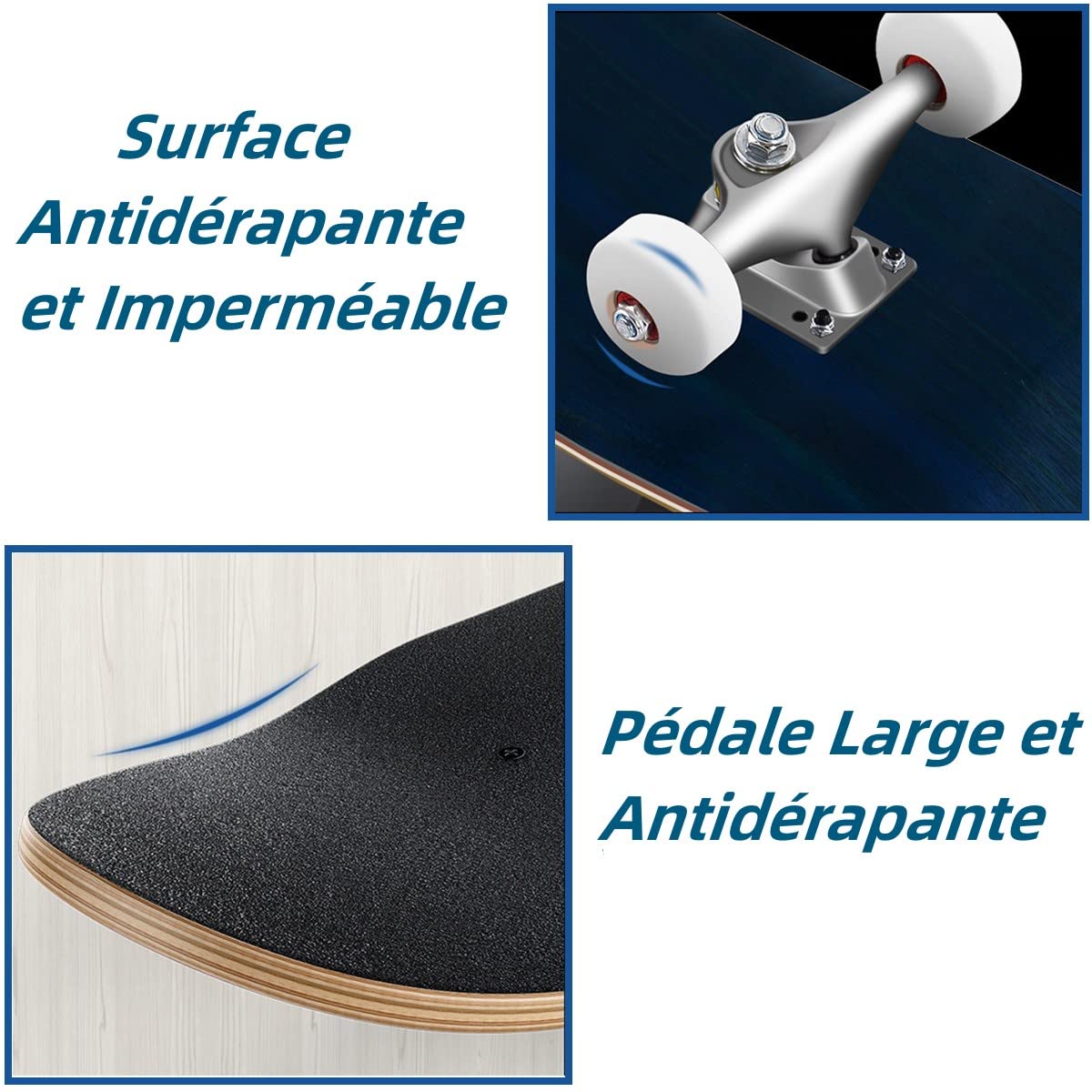 GYMAX Skateboard en Bois d'Érable à 7 Couches, Planche à roulettes avec Roues Durables et Résistantes à l'usure, Idéal pour Enfants, Adolescents et Adultes, Charge Max 50 KG, 79 x 20 CM