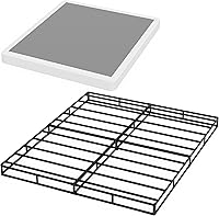 Vista 9 de Somier de caja para cama tamaño Queen de 5 pulgadas de perfil bajo resistente para base de cama, base de colchón, marco de caja, viene con funda