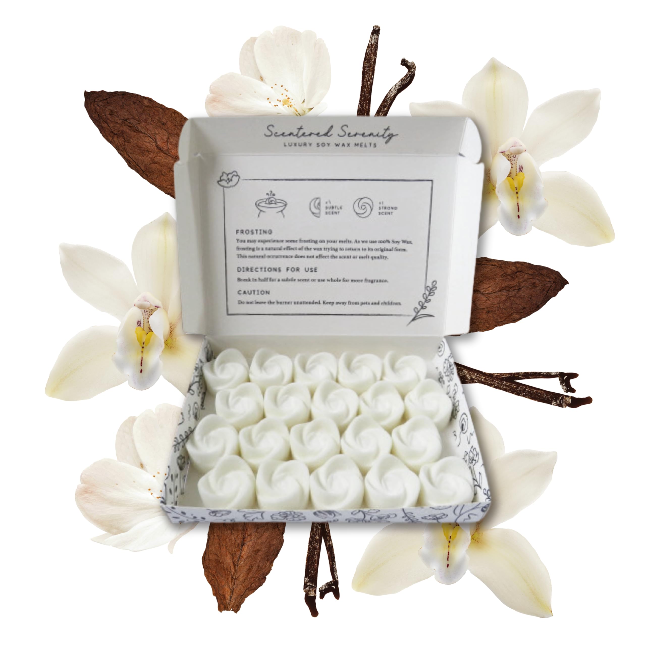Myrrh + Tonka Wax Melts| Strong Scented| 20 Pack| Luxury Gift Set Over 96 Hrs Burn Time Per Box| Pet Friendly| Eco Hand Poured in Staffordshire, UK