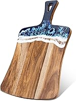 Handcrafted Green Ocean Wave Resin Acacia Wood Charcuterie Board - 14x8.6 Cutting Serving Board, Unique Kitchen Gift