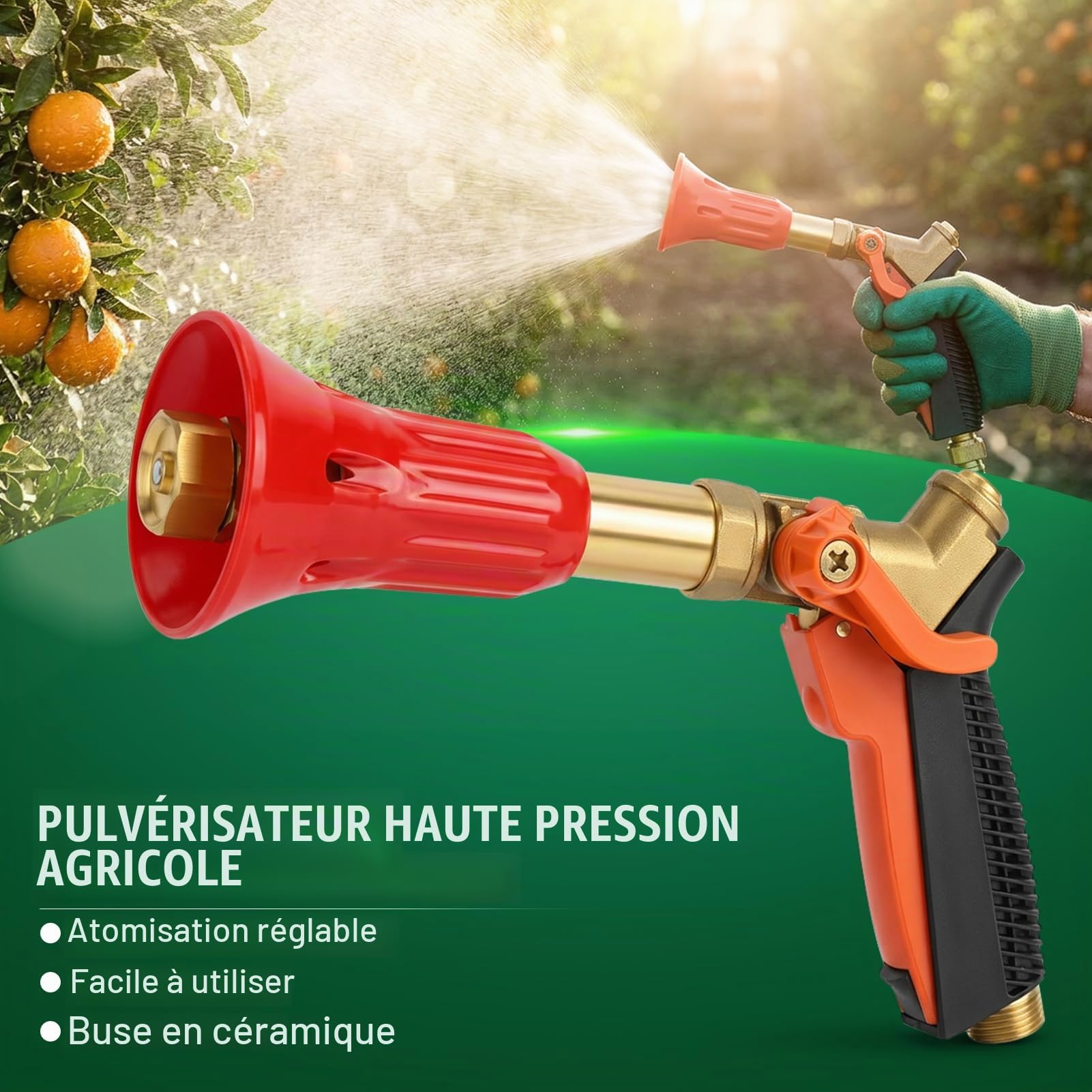 Pulvérisateur de tuyau d'arrosage, Accessoires de jardin, Pulvérisateur de tuyau agricole à haute pression Outil d'arrosage d'arbre à tête de pulvérisation de jardin, pour pelouse d'irrigation