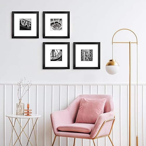 Miniatura 4 de LaVie Home Portarretratos de 8 x 8 pulgadas, 2 unidades, color negro, para galería de fotos de 4 x 4 con paspartú o de 8 x 8 pulgadas sin paspartú,