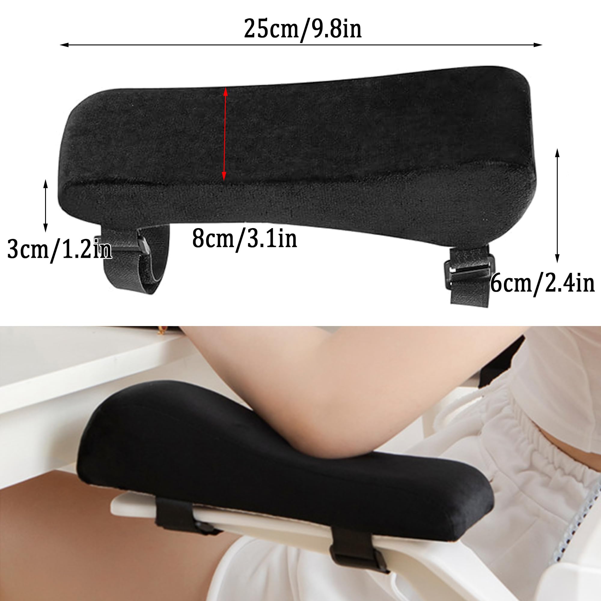 Cuscini Braccioli Sedia - 2 Pezzi Imbottiti In Spugna, Morbidi E Antiscivolo, Per Ufficio, Gaming O Sedie A Rotelle (Nero)